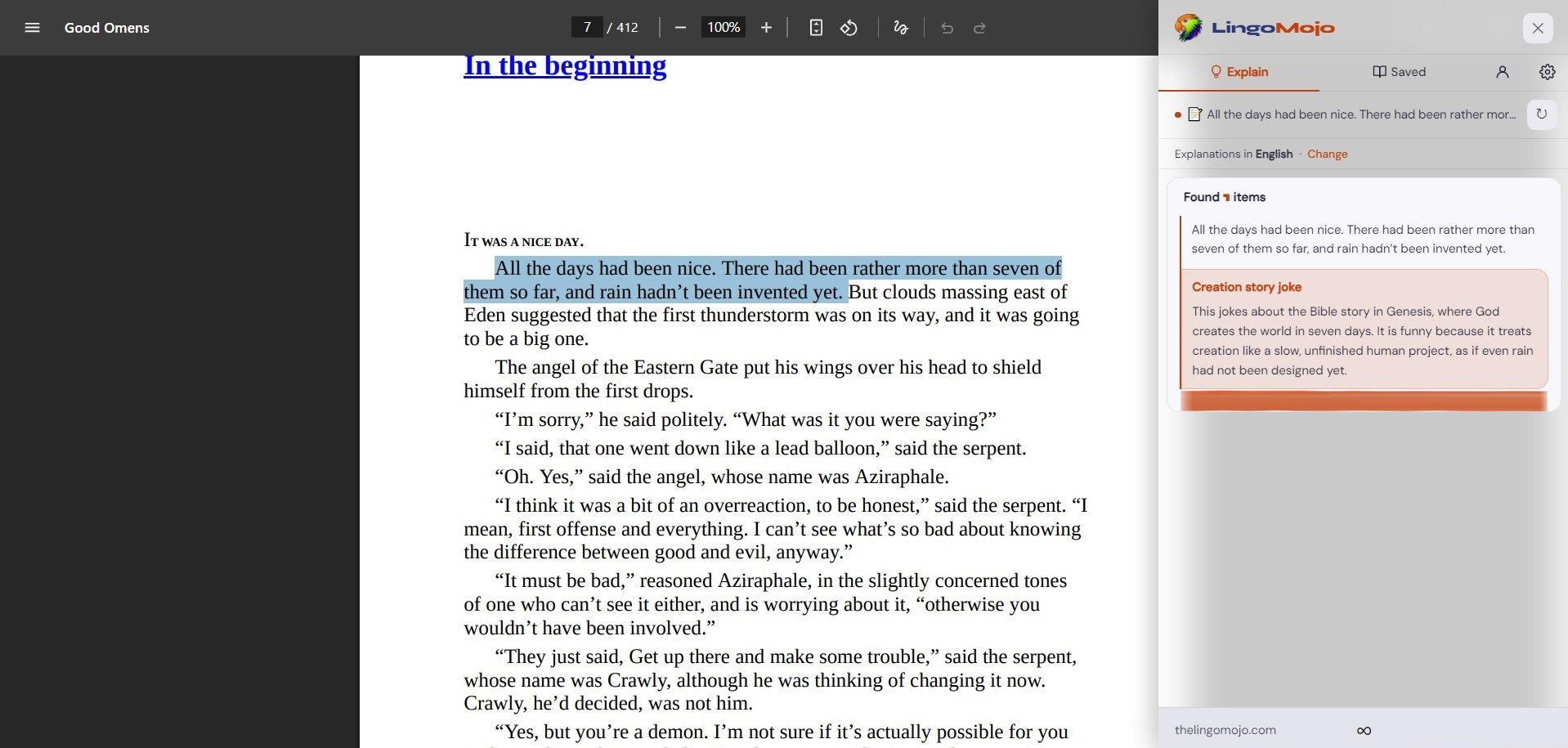 LingoMojo explanation on PDF
